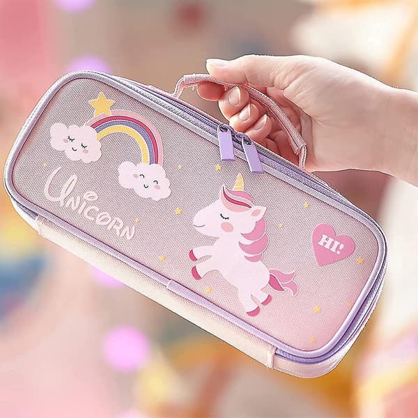 Cute Pencil Case Capacity Portable Multifunction Pen Bag pink