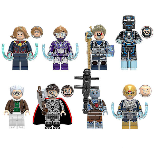 8pcs Avengers Heroes Iron Man Little Pepper Nova Thor Children Assembled Building Block Minifigure Toy