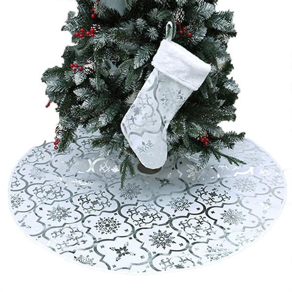 Snowflake Christmas Tree Skirt -120cm White