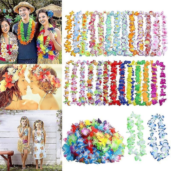 50pcs/100pcs Hawaiian Necklace Tropical Hawaii Cloth Flower Wreath Party Dcor 100pcs