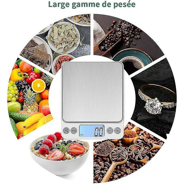Extra Large Size Food Scale 5kg/0.1g Usb Rechargeable Digital Kitchen Scale, Precision Electronic Scale Stainless Steel Weighing Table Tops
