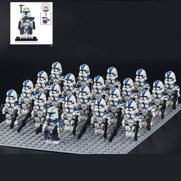 21pcs Star Wars 501st Clone Troopers Rex Minifigures Kids Toy (base Plate Is Included)
