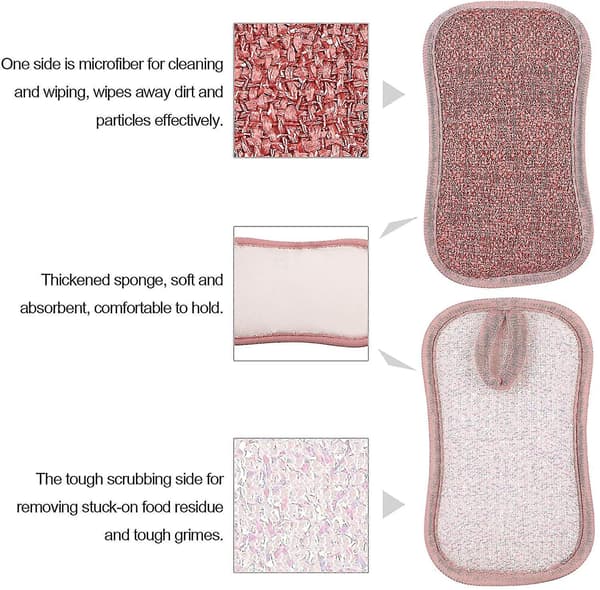 6 Pack Kitchen Scrub Sponges Reusable Non-scratch Microfiber Sponge