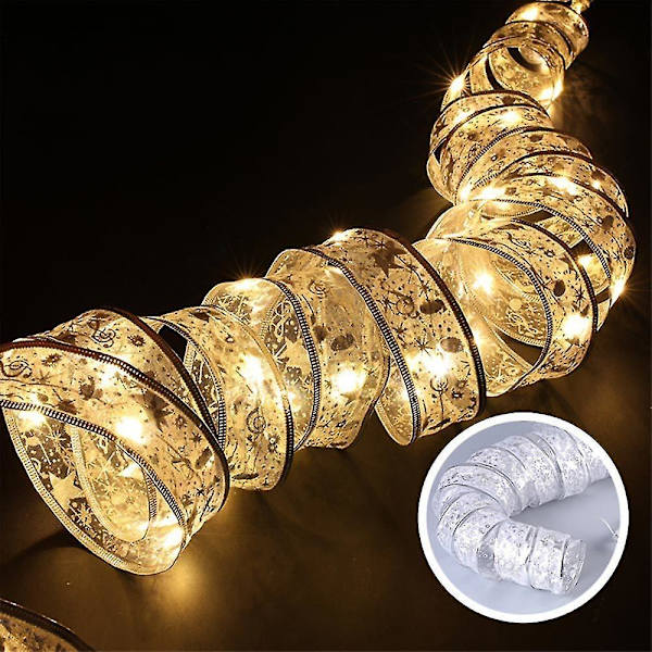 4m 40led Ribbon Fairy String Lights Gift Wraps Christmas Tree Party Decoration Warm White