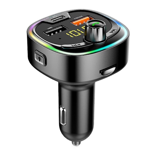 Bluetooth FM -lähetin autoon, QC3.0 & 7 värin LED-taustavalaistu autoradio Bluetooth -sovitin musiikkisoitin handsfree-autosarja SD-korttipaikalla