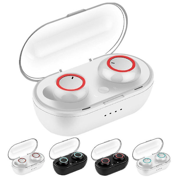 Wireless Bluetooth-compatible 5.0 Touch Control Earphone Earbuds With Mic Charging Box Black Red