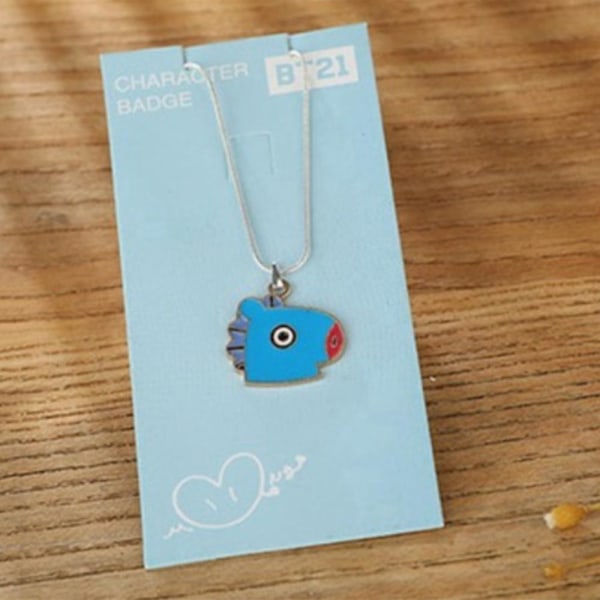 Bt21 Metal Alloy Necklace Bts Cartoon Hanging Ornament Gift For K-pop Fans Pink Hippo