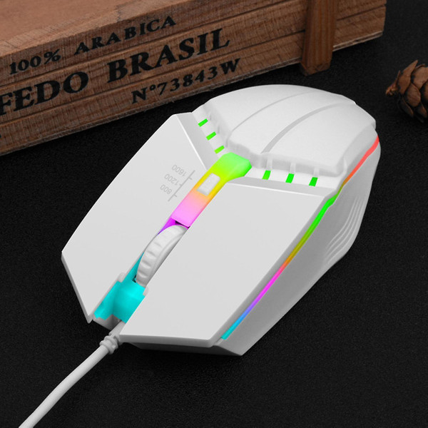 X3 Usb Wired Mouse Luminous Led Colorful Lights 1600dpi E-sports Game Computer Mouse For Desktop Black