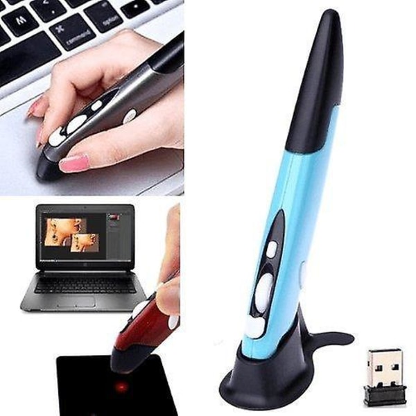 Wireless Optical Pen Mouse 2.4ghz Usb Bluetooth Air Mice Optical Presenter Pen For Laptop Pc Blue