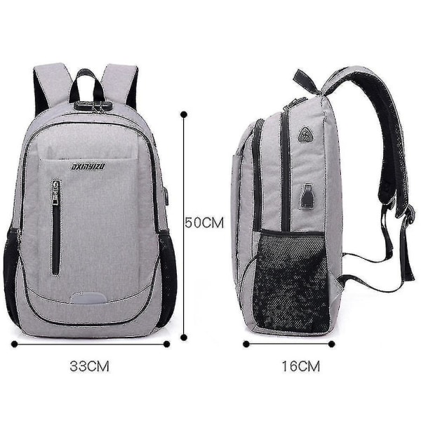 Student School Bag Usb Charging Travel Bag Computer Backpack light grey