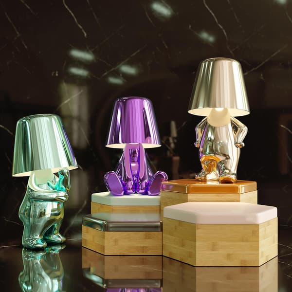 Little Golden Man Led Table Lamp Touch Control Dimmable Creative Iron Resin Desk Light Bedside Lamp Light Multicolor Mr WHY