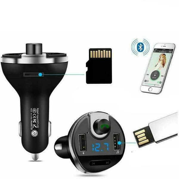 Trådløs Bluetooth FM-sender MP3-radioadapter for bil Hurtiglading USB