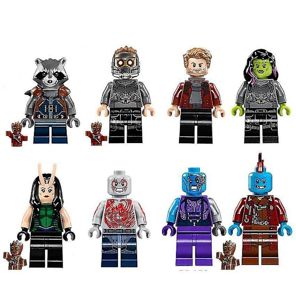 8pcs Superhero Raccoon Yongdu Star Star Nebula Small Tree Man Children Assembled Puzzle Building Block Minifigure Toy