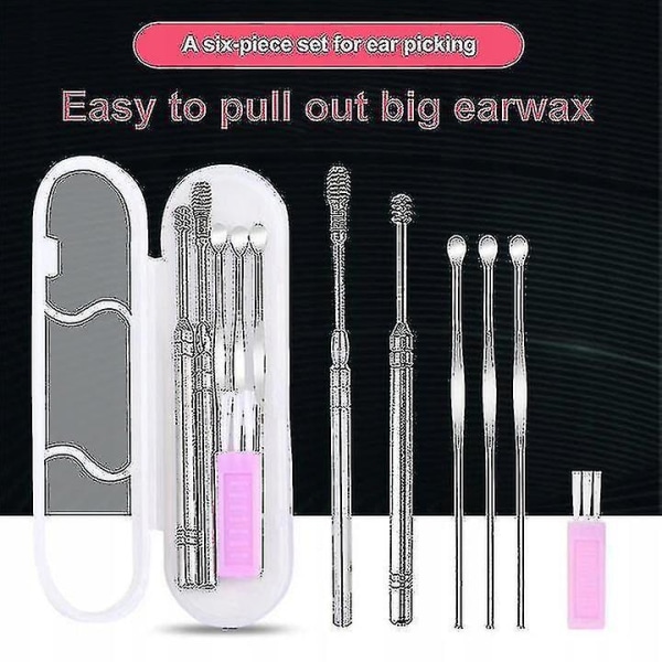 Silver Stainless Steel Ear Cleaning Tool 6 Set 2