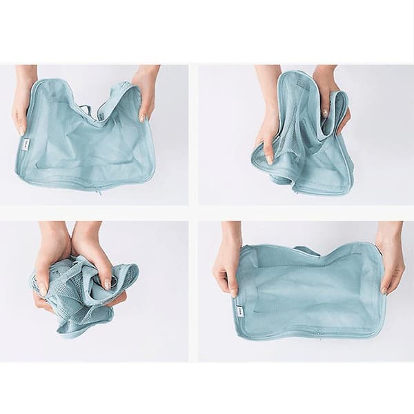 7pcs Waterproof Packing Compression Clothes Storage Bag Travel Insert Case Set Gray