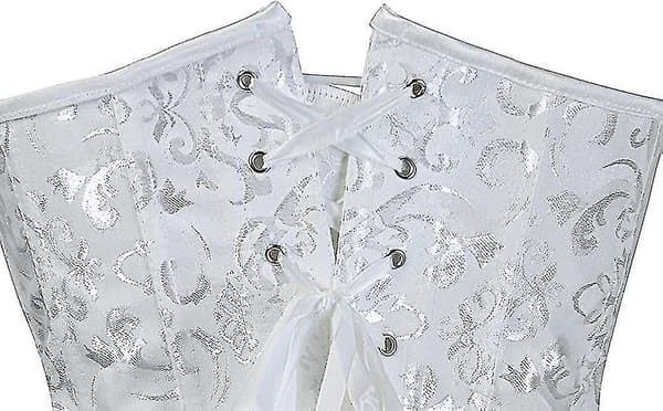 Women's Lace Up Boned Underbust Waist Trainer Corset White M