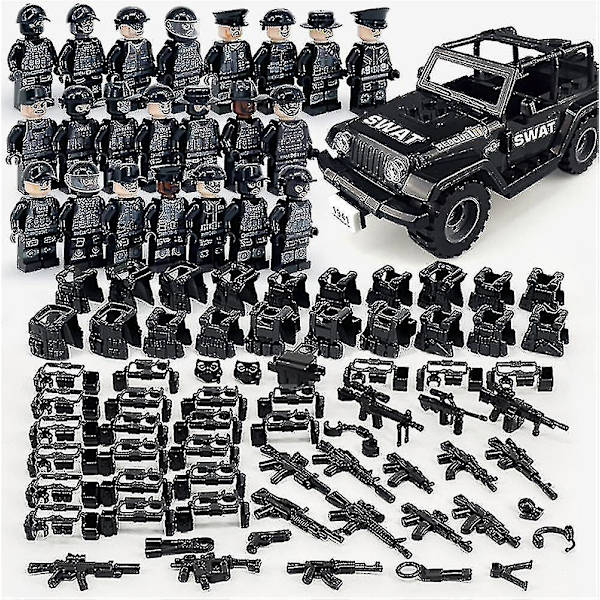Building Blocks Series Black Special Police And Off-road Vehicle Set Small Particles Assembled Minifigure Toy