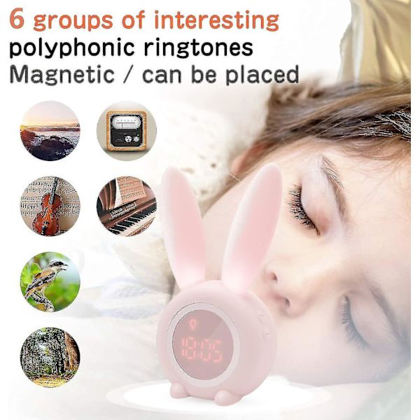 Children's Alarm Clock Creative Bedside Lamp, Timer Lamp, Children's Day Gift, (pink)