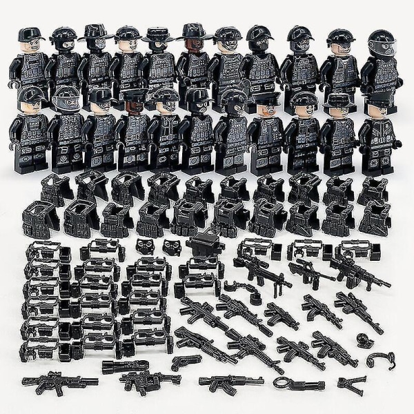 Black Special Police Building Block 22pcs Small Particle Assembly Building Block Mini Toy