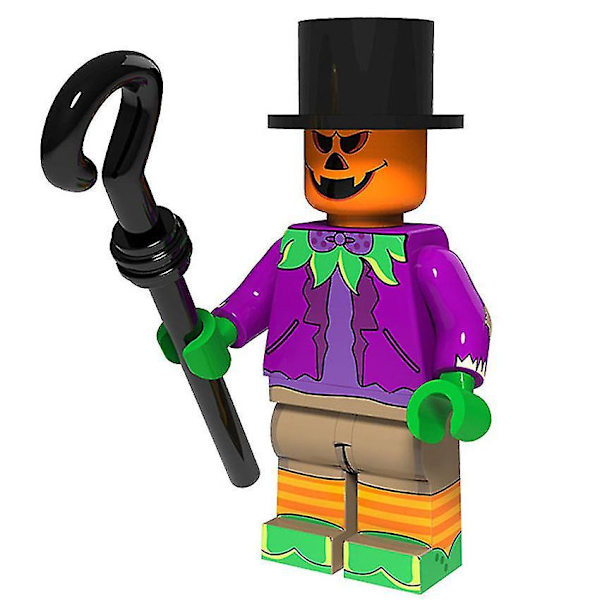 Yh 8pcs Halloween Pumpkin Man Witch Clown Vampire Children Assembled Building Block Minifigure Toy