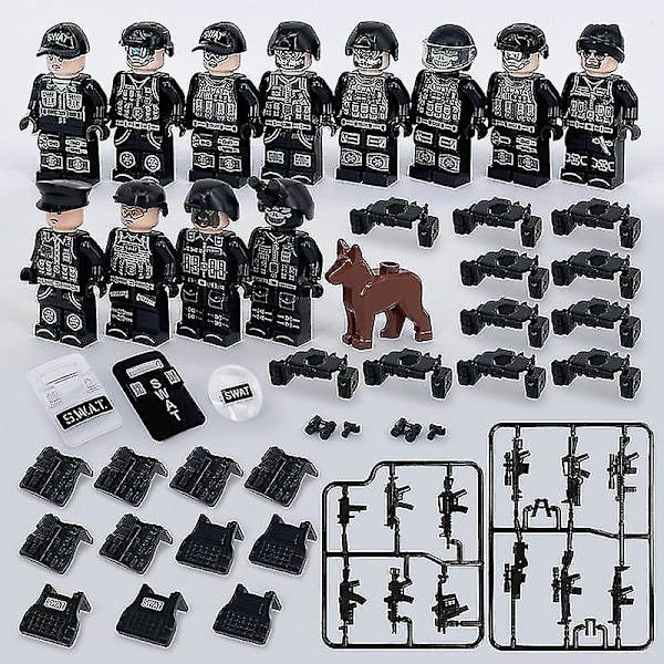 12 kpl:n minihahmosetti Navy Seals Flying Tigers sotilasteemaiset minihahmot Swat sotilashenkilö palikkapalapeli lasten lahja Pattern A