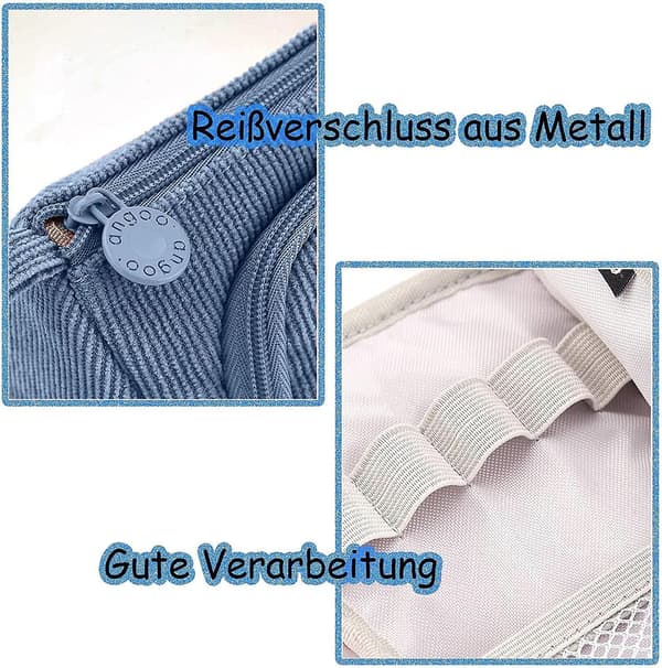 1pcs 3-compartment Pencil Case, Large Capacity Pencil Case, Large Pencil Case, Large Pencil Case, Blue