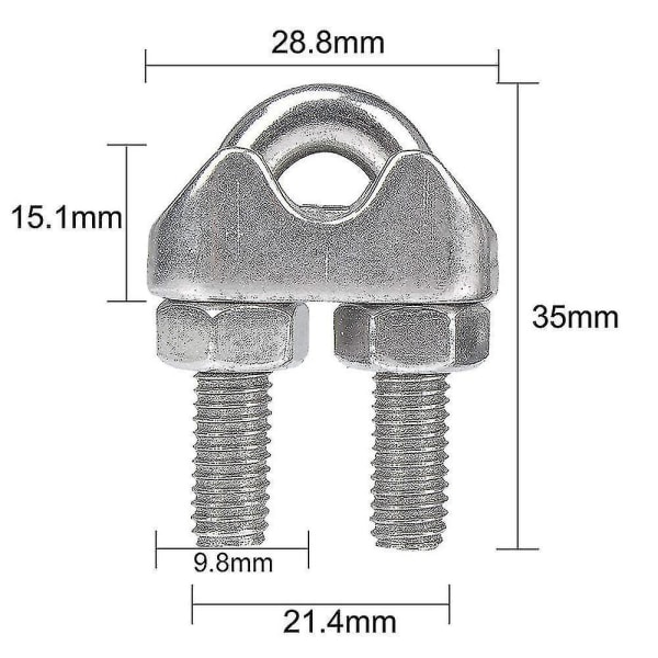 12 Pcs M8 Stainless Steel Wire Rope Clip,wire Rope Clip Cable / U Bolt Saddle Fastener M8,wire Rope Cable For Animal Fence