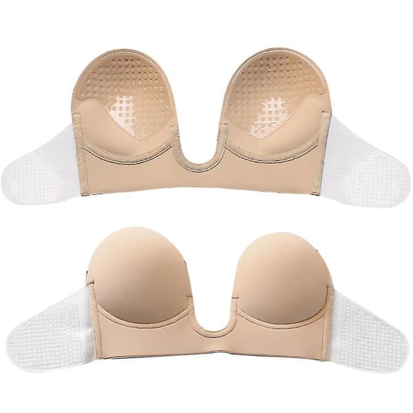 Push Up Strapless Sticky Adhesive Invisible Backless Bras Apricot Style 1