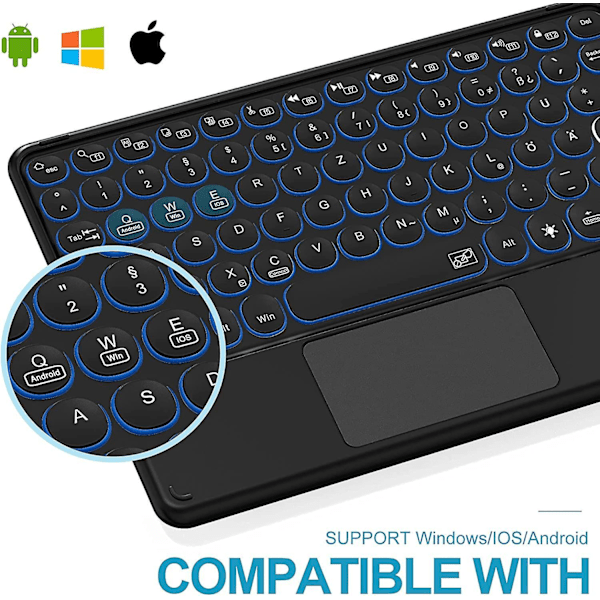 Bluetooth Keyboard With Touchpad Rechargeable Portable Wireless Bluetooth Tablet Keyboard With