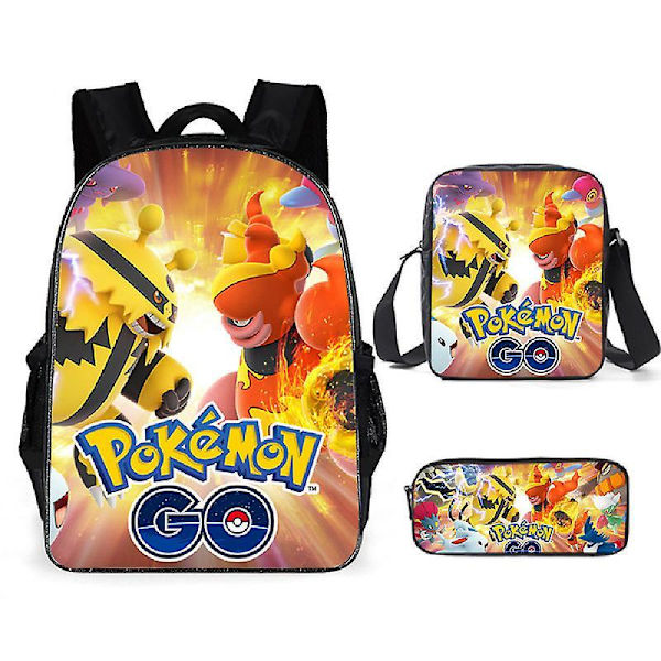 3pcs Pokmon Schoolbag Pikaqiu Backpack Polyester Comfortable Lightening Children's Bag 23