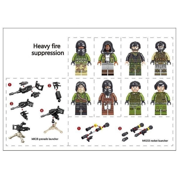 WW2 Army Soldiers Figures Guns Weapons Military Building Blocks Accessories Children Diy Bricks Toy