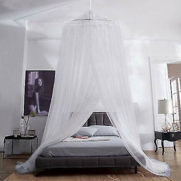 Mosquito Net King Size Bed Canopy Hanging Curtain Netting Princess Round Hoop Sheer Bed Canopy White