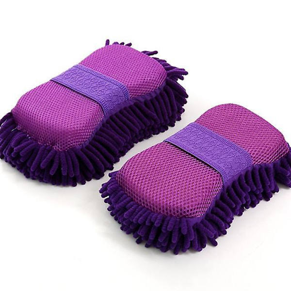 2pcs Coral Sponge Car Washer Sponge Cleaning Car Care Detailing Brushes Washing Sponge Auto Gloves Styling Cleaning Supplies Purple