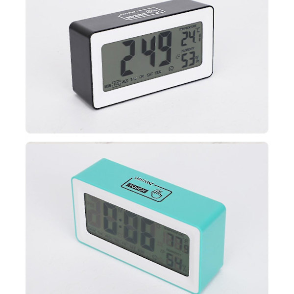5 Inch Smart Lcd Electronic Clock Desktop With Alarm Clock Luminous Lazy Electronic Clock Multifunctional Fixed Clock Black