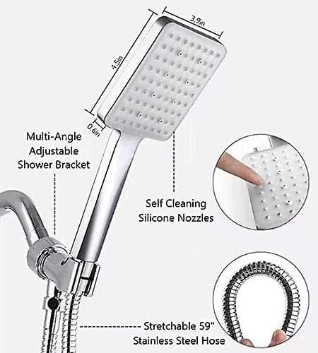 High Pressure Shower Head With Handheld, 6 Spray Modes / Settings Detachable Shower Head With Stretchable 59" 304 Stainless Steel Hose And Multi Angle