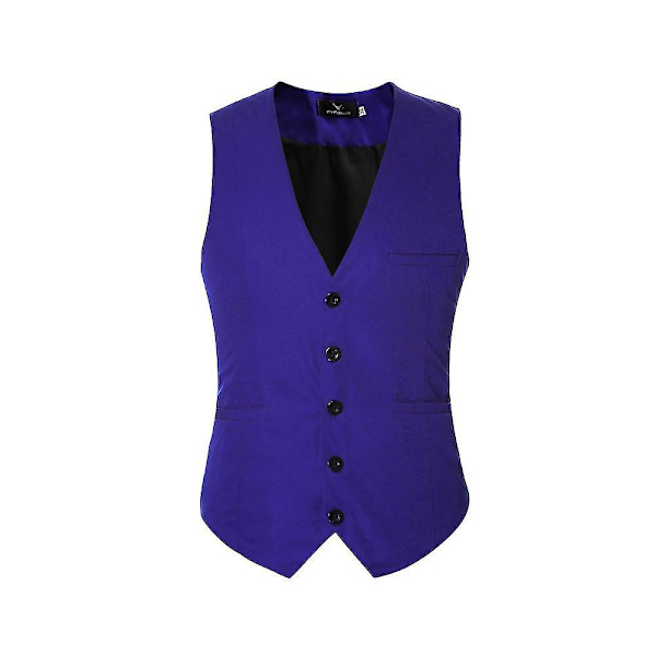 Miesten V-aukkoinen Pukuliivi Puuvillaa Slim Fit Neljän vuodenajan liivi Blue M