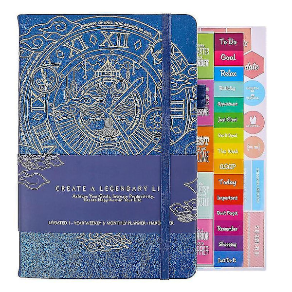 Colorful Weekly & Monthly Goal Setting Planner, Notepad blue