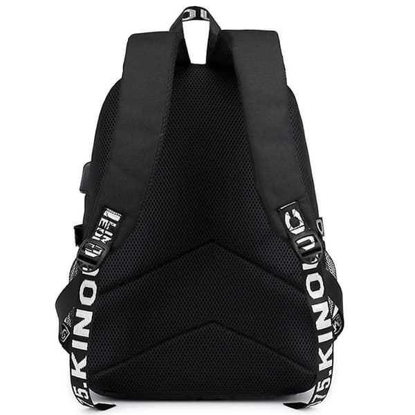 Stranger Things Backpack USB Rechargeable Backpack Student School Bag black