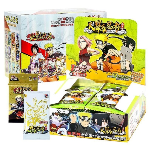 Naruto Playing Cards Japanese Cartoon Schoolmaster Series Ssp Card Uchiha Sasuke Ninja War R Children's Toys U 36PACK 180PCS