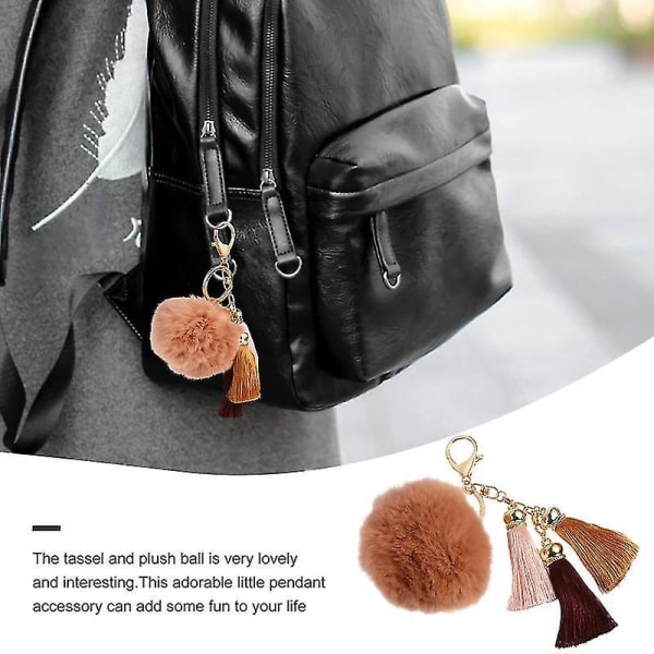 1 Pc Creative Plush Ball Key Chain Ice Silk Tassel Keychain Bag Pendant