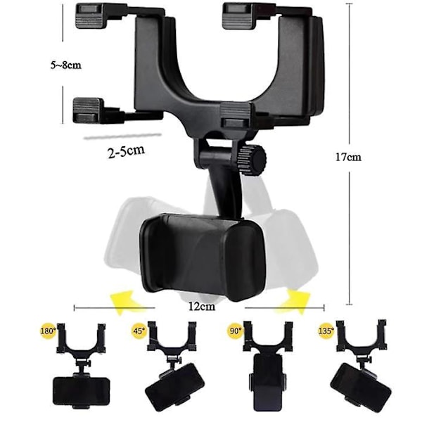 Universal 360°Rotatable Car Rearview Mirror Bracket Mobile Phone Base Gps Holder