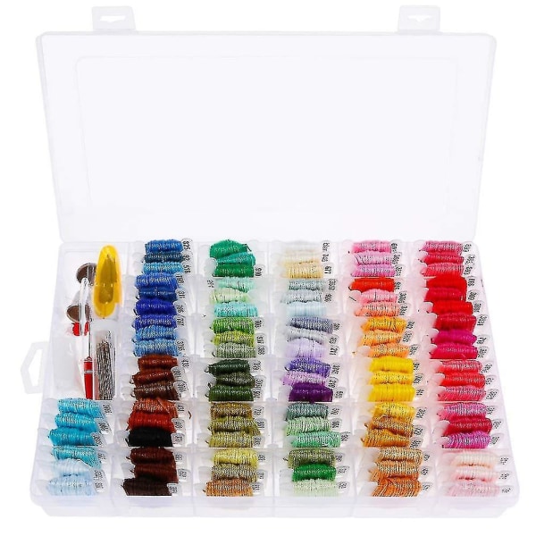 96 Colors Embroidery Kits With Organizer Storage Box Embroidery Thread Floss Cross Stitch Sewing Needles Kit For Friendship Bracelet String Making