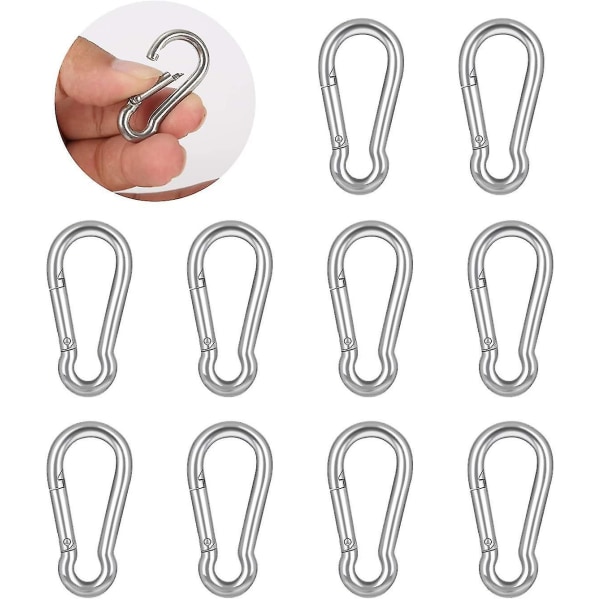 10 Pack Stainless Steel Carabiner Clips Spring Buckle Hooks - 1.9" Heavy Duty Carabiner Clips For Key Swing Set Camping Fishing Hiking Travel