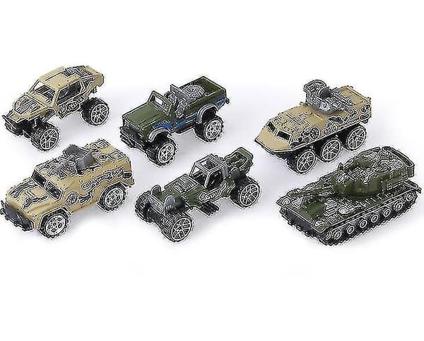 6pcs Sliding Military Car, Parent-child Interactive Simulation Car Model