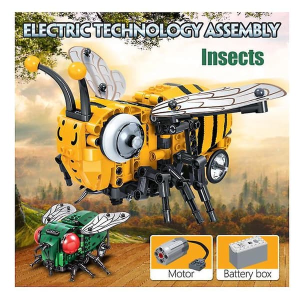 City Simulated Insect Electric Little Bee Fly Building Blocks DIY B