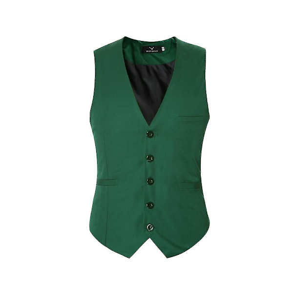 Miesten V-aukkoinen Pukuliivi Puuvillaa Slim Fit Neljän vuodenajan liivi Green S