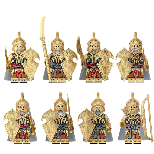 8pcs Magic Ring Ring King Building Block Noldor Elf Warrior Medieval Soldier Building Block Minifigure