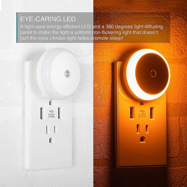 Amber Natlampe, Plug-in LED Natlampe, Skumring til Daggry Sensor