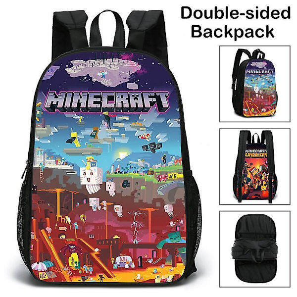 Minecraft Rygsæk Tosidet Skoletaske Studenter Skoletaske Studentergave Fødselsdagsgave Ny Rygsæk Pattern 5