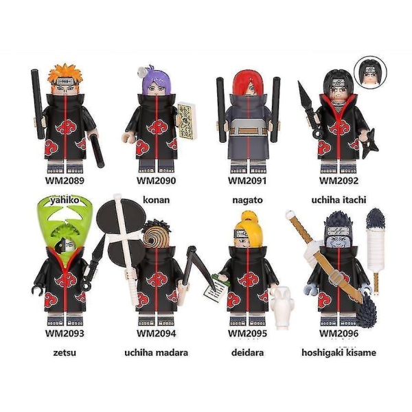 8 Pcs Minifigures Naruto Comic Collectible Building Blocks Toys For Kids